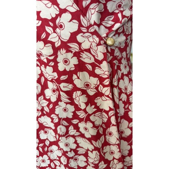 Laura Ashley Red Floral Halter Dress Vtg Sz 8 Cottage Core Garden Tea Party - Picture 4 of 16